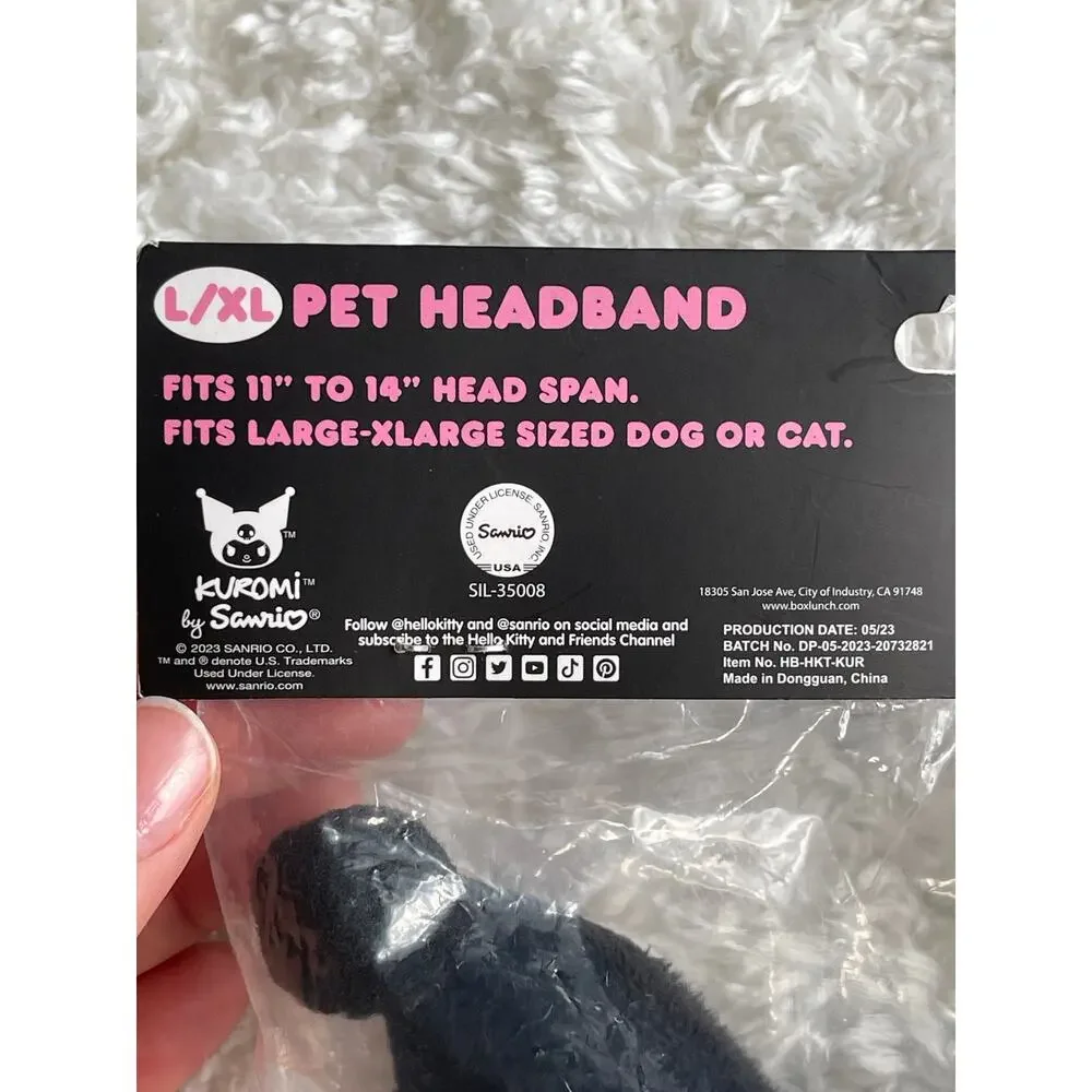 Sanrio Kuromi Pet Dog Cat Headband Costume Accessory Size L/XL Soft Plush NEW